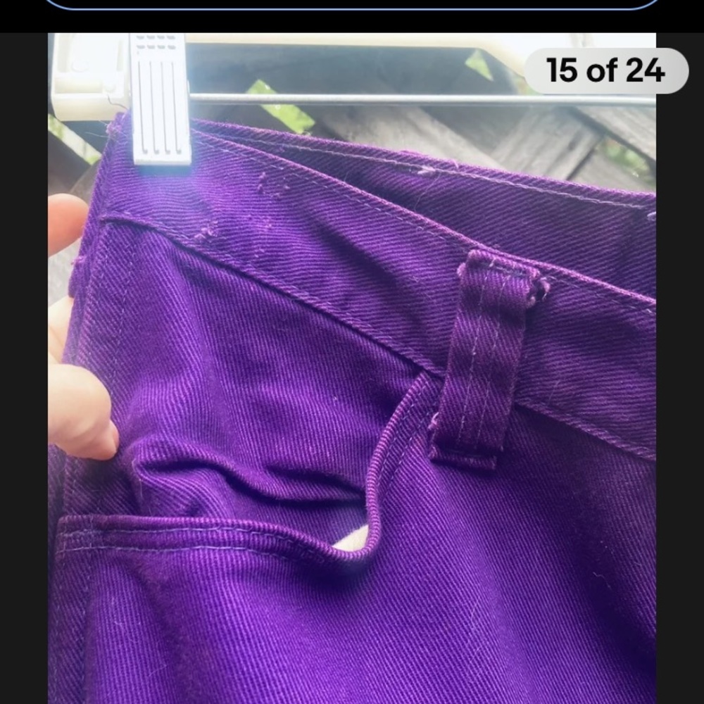 Vtg 70’s Electric ⚡️ Purple High Waist Jeans bell bottom wide 60’s hippy boho - Picture 7 of 11